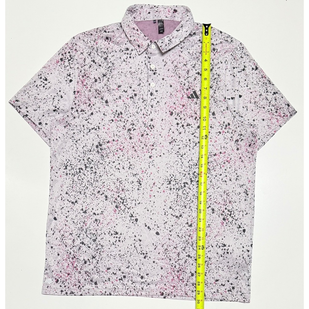 Adidas‎ Golf Polo Shirt Mens XL Purple Pink Paint Splatter Performance Stretch